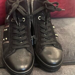 Black High-Top Sneakers with Stud Accents